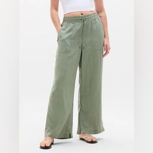 Athleta Retreat Linen High Rise Wide Leg Pant - Cacti - Large